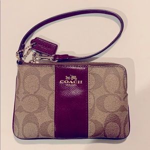 COACH Corner Zip Wristlet In Signature Canvas